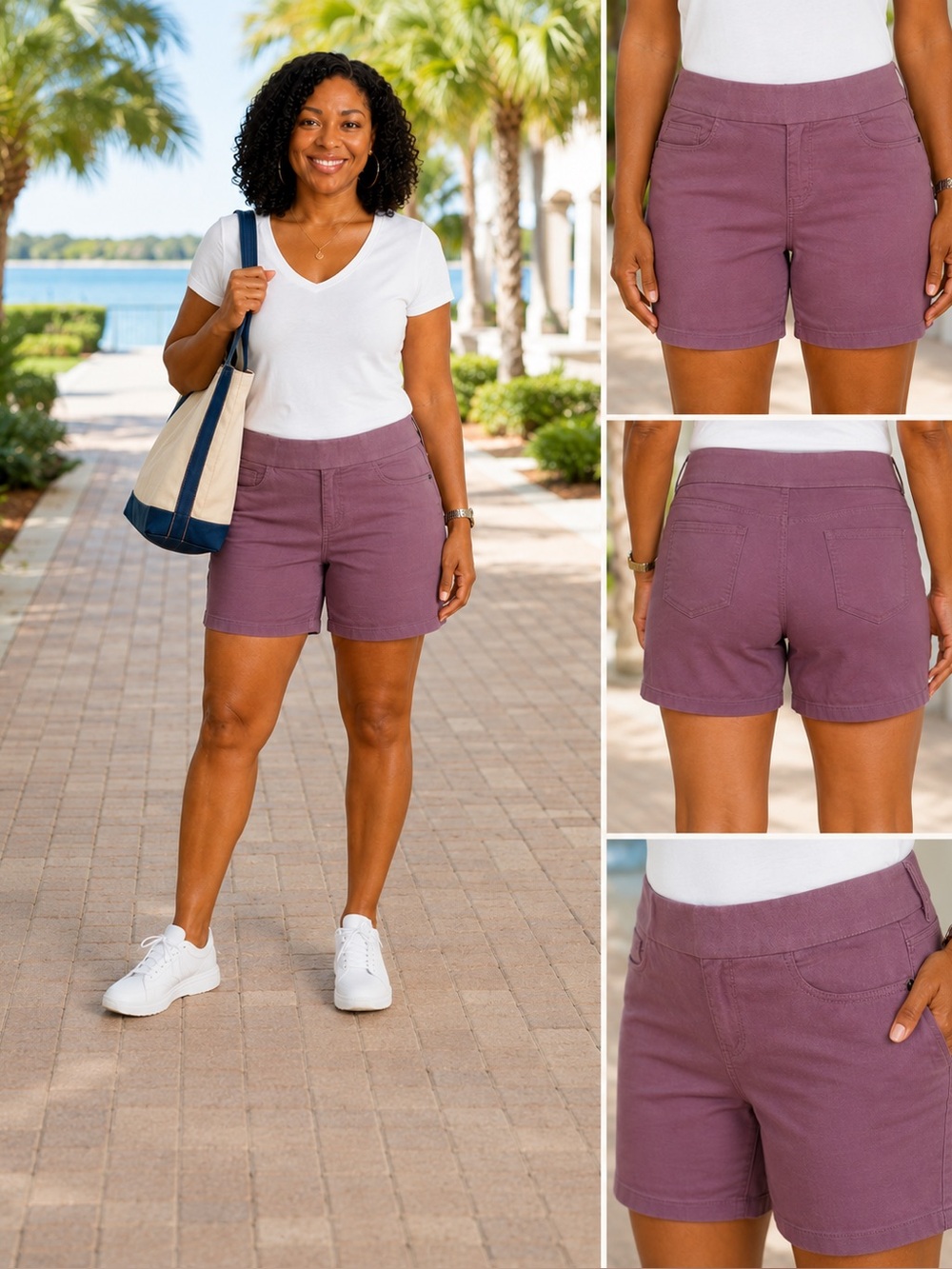 Liz Claiborne Amber Shorts Size 12 Mauve Stretch Cotton Mid Rise Casual Summer
